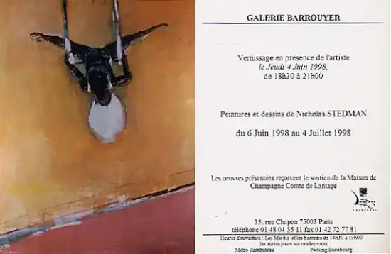 Historical exhibition flier for Paris solo show 1998