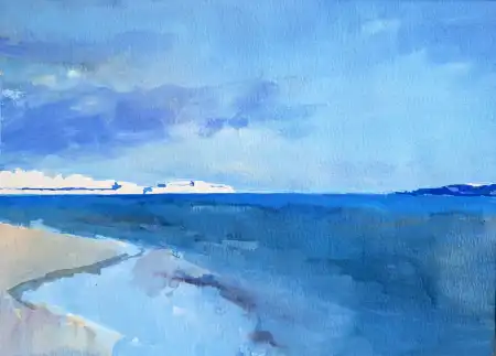 Siracusa Ortigia Island Seascape Painting – Purple Evening Clouds | Nicholas Stedman
