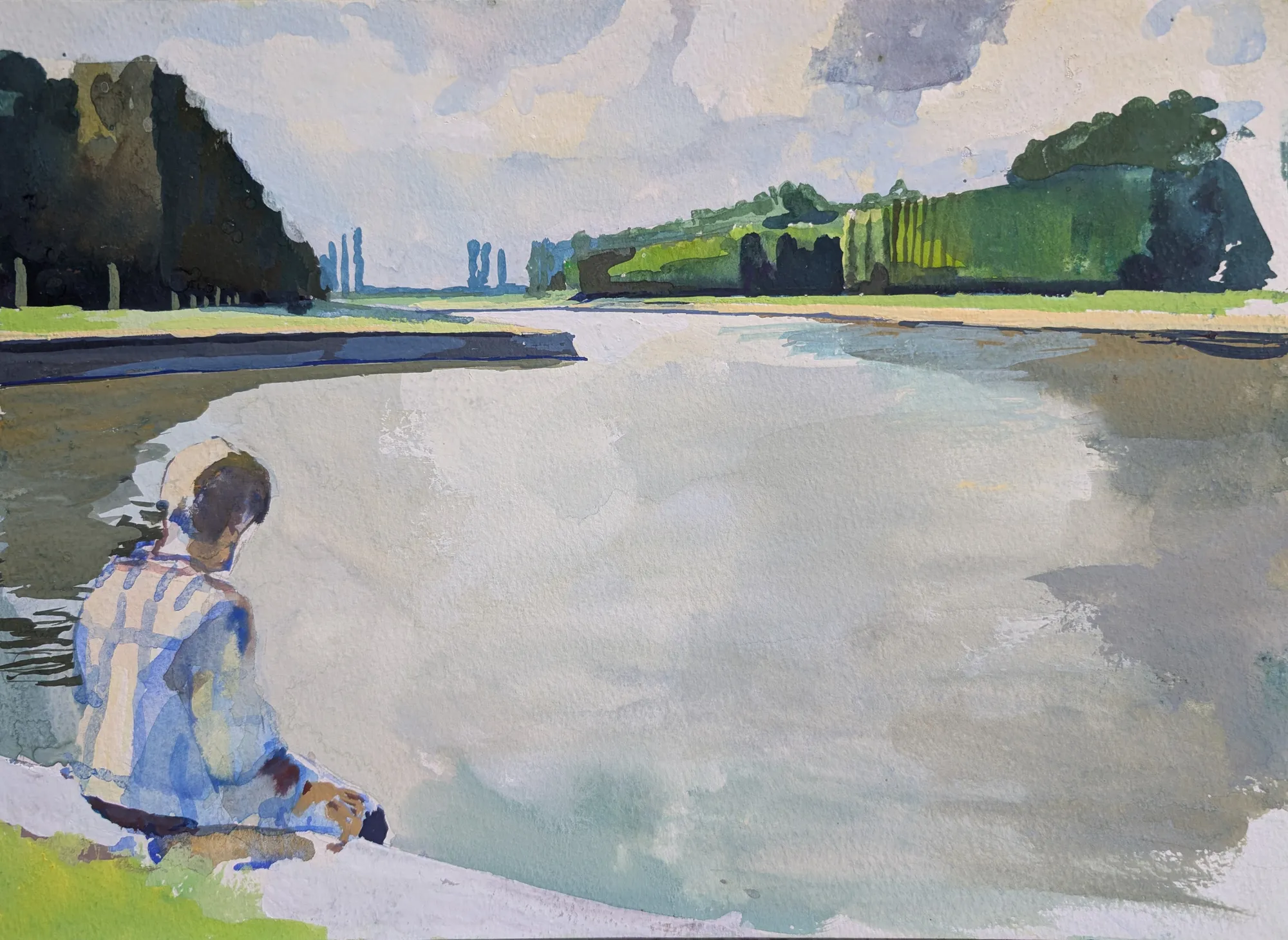 Gouache portrait of Anthony seated in Chantilly